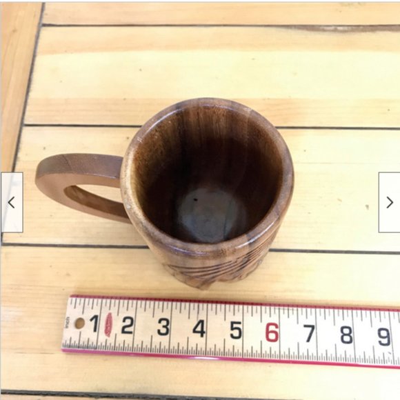 Vtg Hand Carved Solid Wood Tiki Hawaii Tribal Native Face Drinking Mug 5" Tall - Picture 5 of 6